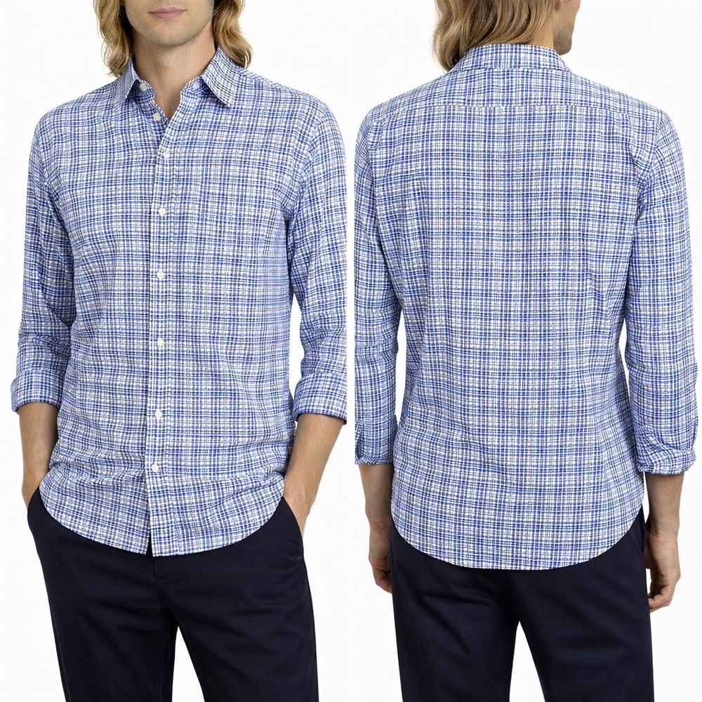 Robert Graham Button Down Shirt Mens 2X Blue Geometric Modern Americana Tailored
